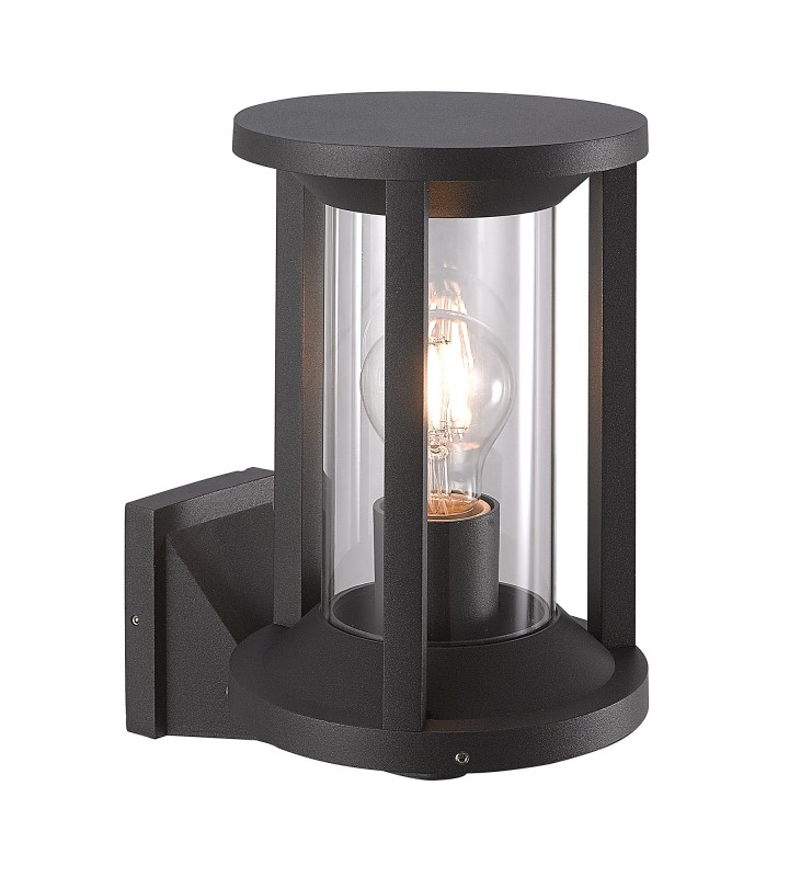 Wall 1 Lamp Round Outdoor IP65 Anthracite/Clear - Click Image to Close